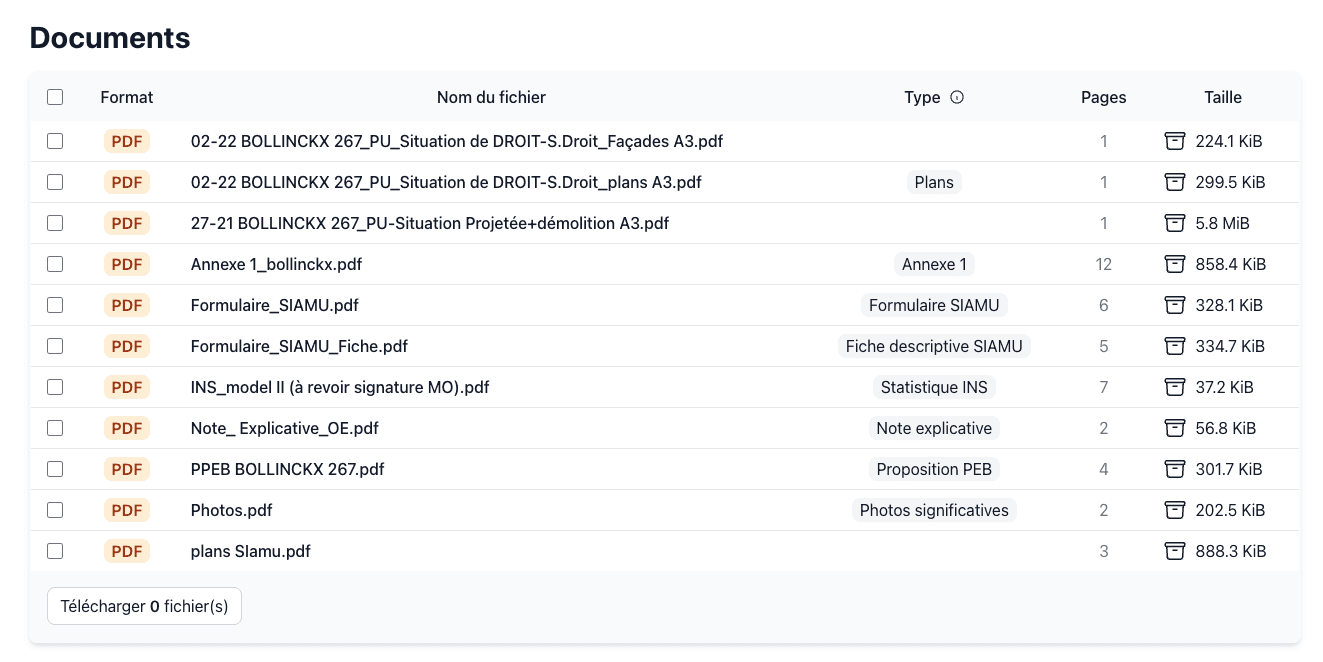 A list of documents on Urbanex