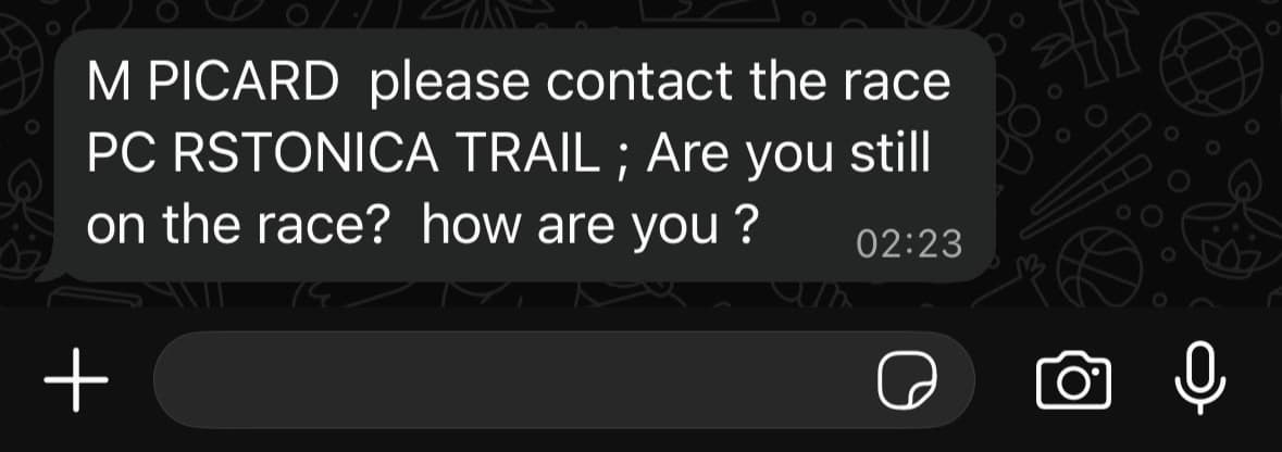 A WhatsApp text.